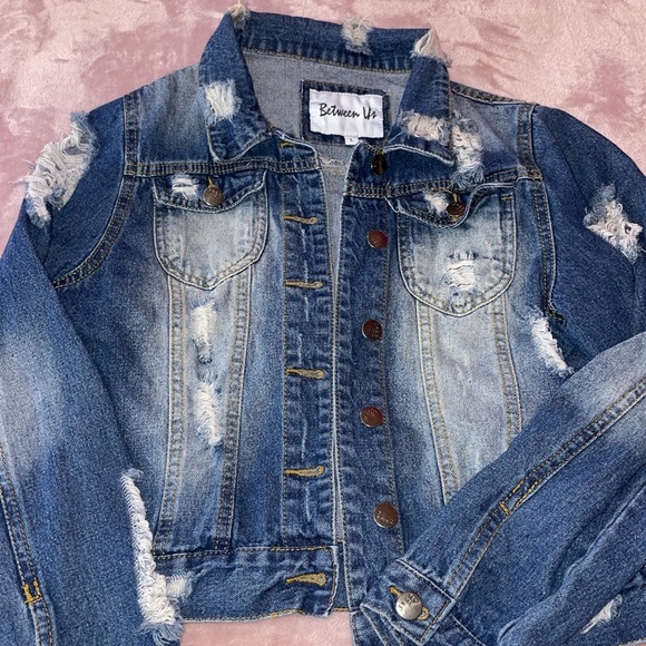 Distressed Dark Denim Jean Jacket - Picture 2 of 4